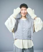 リネンストライプキルト　2wayベスト