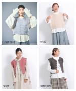 リネンストライプキルト　2wayベスト