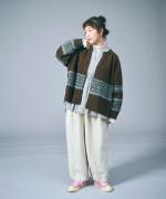 リネンストライプキルト　ブラウス