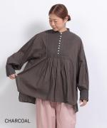 リネンストライプキルト　ブラウス