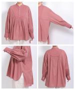 リネンストライプキルト　ブラウス