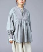 リネンストライプキルト　ブラウス