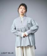 リネンストライプキルト　ブラウス