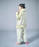 コットンポリナイロン　ワイドテーパードパンツ