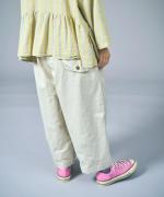 コットンポリナイロン　ワイドテーパードパンツ