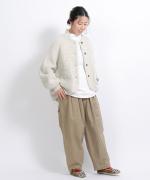 コットンポリナイロン　ワイドテーパードパンツ