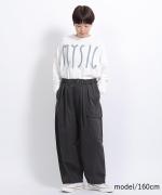 コットンポリナイロン　ワイドテーパードパンツ