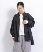 シャツコール×ミリタリーポプリン　フリルロングシャツ