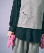 シャツコール×ミリタリーポプリン　フリルロングシャツ