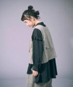 シャツコール×ミリタリーポプリン　フリルロングシャツ