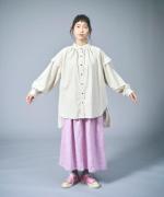 シャツコール×ミリタリーポプリン　フリルロングシャツ