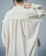 シャツコール×ミリタリーポプリン　フリルロングシャツ