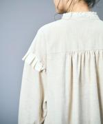 シャツコール×ミリタリーポプリン　フリルロングシャツ