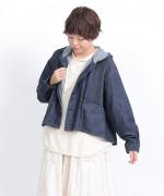 6.5ozコットンリネンデニム　フードジャケット