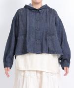 6.5ozコットンリネンデニム　フードジャケット