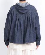 6.5ozコットンリネンデニム　フードジャケット