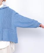 6.5ozコットンリネンデニム　フードジャケット