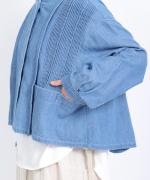 6.5ozコットンリネンデニム　フードジャケット