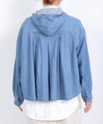 6.5ozコットンリネンデニム　フードジャケット