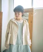 6.5ozコットンリネンデニム　フードジャケット