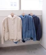 6.5ozコットンリネンデニム　フードジャケット