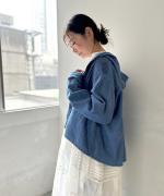 6.5ozコットンリネンデニム　フードジャケット