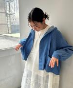 6.5ozコットンリネンデニム　フードジャケット