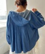 6.5ozコットンリネンデニム　フードジャケット