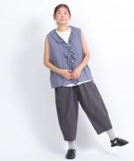 コットンリネンシアークロス　2wayフリルベスト