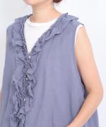 コットンリネンシアークロス　2wayフリルベスト