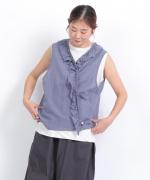 コットンリネンシアークロス　2wayフリルベスト