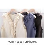 コットンリネンシアークロス　2wayフリルベスト