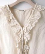 コットンリネンシアークロス　2wayフリルベスト
