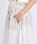 パッチワークワッシャーリネン　ギャザーパンツ