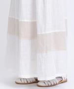 パッチワークワッシャーリネン　ギャザーパンツ