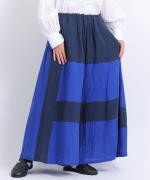 パッチワークワッシャーリネン　ギャザーパンツ