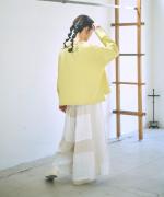 パッチワークワッシャーリネン　ギャザーパンツ