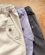 コットンリネンポリ　テーパードパンツ