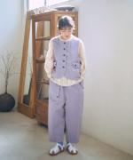 コットンリネンポリ　テーパードパンツ