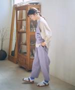 コットンリネンポリ　テーパードパンツ