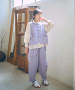 コットンリネンポリ　テーパードパンツ