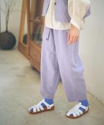 コットンリネンポリ　テーパードパンツ