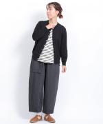 コットンリネンポリ　テーパードパンツ