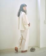 コットンリネンライトチノ　ベルト付きパンツ