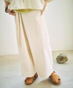 コットンリネンライトチノ　ベルト付きパンツ