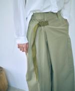 コットンリネンライトチノ　ベルト付きパンツ