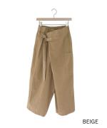 コットンリネンライトチノ　ベルト付きパンツ