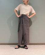 コットンリネンライトチノ　ベルト付きパンツ