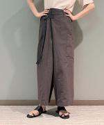 コットンリネンライトチノ　ベルト付きパンツ