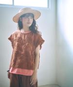 テープ刺繡コットンボイル　ベストプルオーバー